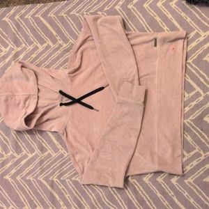 Calvin Klein pink crushed velvet hoodie
